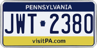 PA license plate JWT2380