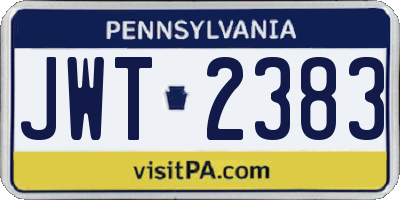 PA license plate JWT2383