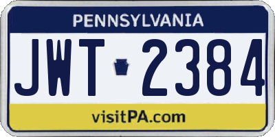 PA license plate JWT2384