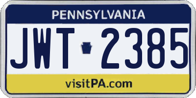 PA license plate JWT2385