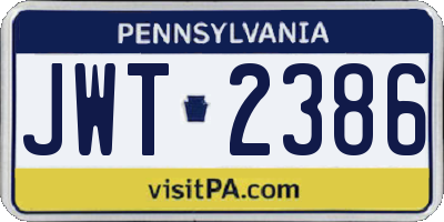 PA license plate JWT2386