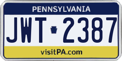 PA license plate JWT2387