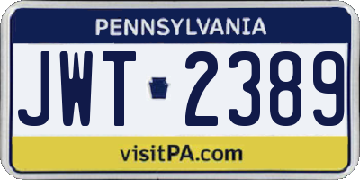 PA license plate JWT2389