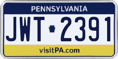 PA license plate JWT2391