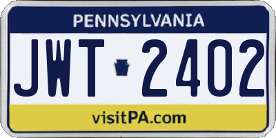 PA license plate JWT2402