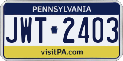 PA license plate JWT2403