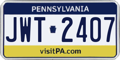 PA license plate JWT2407