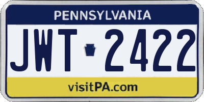 PA license plate JWT2422