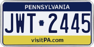 PA license plate JWT2445