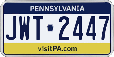 PA license plate JWT2447