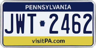 PA license plate JWT2462