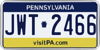 PA license plate JWT2466
