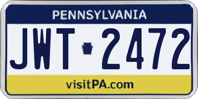 PA license plate JWT2472