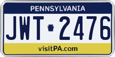PA license plate JWT2476