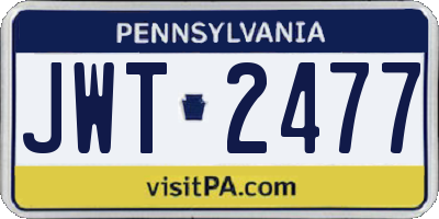 PA license plate JWT2477