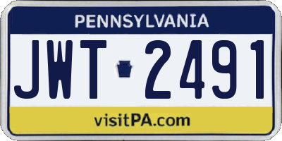 PA license plate JWT2491