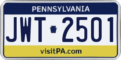 PA license plate JWT2501