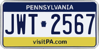 PA license plate JWT2567