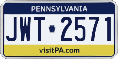 PA license plate JWT2571