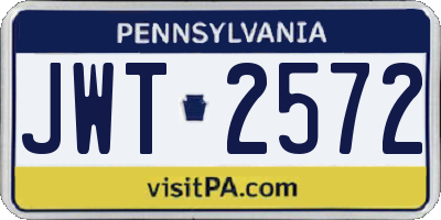 PA license plate JWT2572