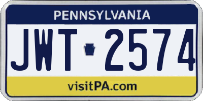 PA license plate JWT2574