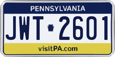 PA license plate JWT2601