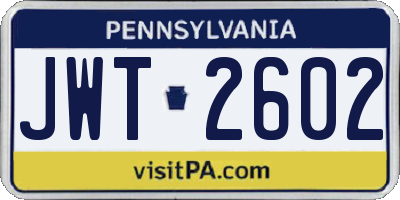 PA license plate JWT2602
