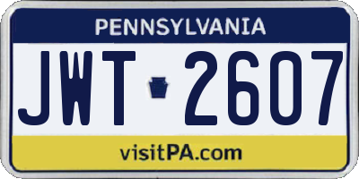 PA license plate JWT2607