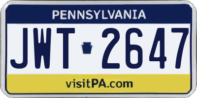 PA license plate JWT2647