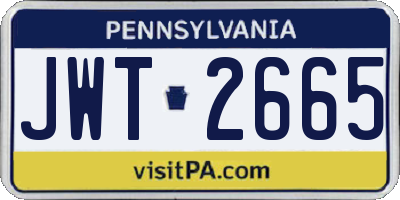 PA license plate JWT2665