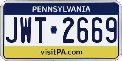 PA license plate JWT2669