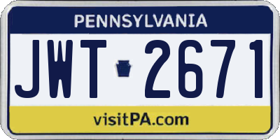 PA license plate JWT2671