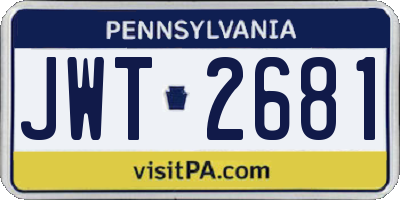 PA license plate JWT2681