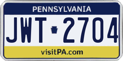 PA license plate JWT2704