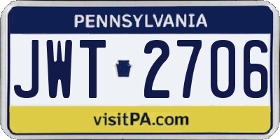 PA license plate JWT2706