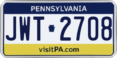 PA license plate JWT2708