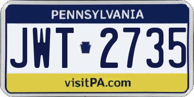 PA license plate JWT2735