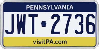 PA license plate JWT2736