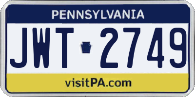 PA license plate JWT2749