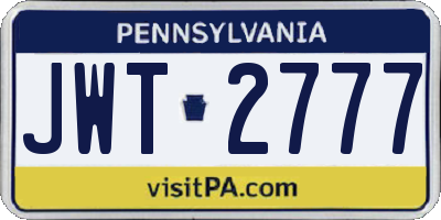 PA license plate JWT2777