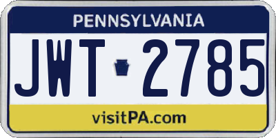 PA license plate JWT2785