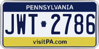 PA license plate JWT2786
