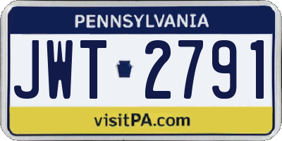 PA license plate JWT2791