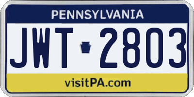PA license plate JWT2803