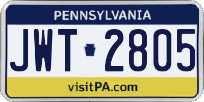PA license plate JWT2805