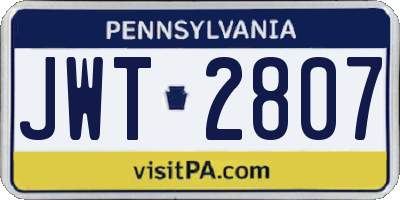 PA license plate JWT2807