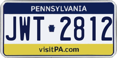 PA license plate JWT2812