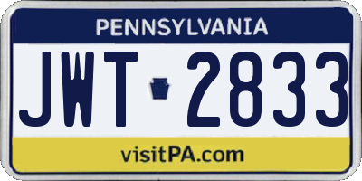 PA license plate JWT2833