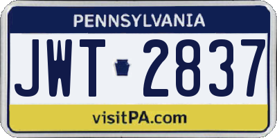 PA license plate JWT2837