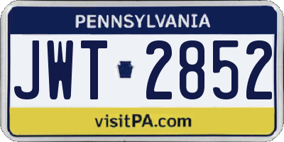 PA license plate JWT2852